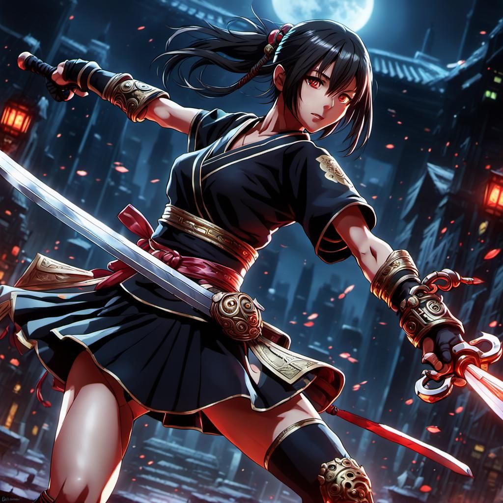 Anime Girl Battles Rakion Enemies with Sword