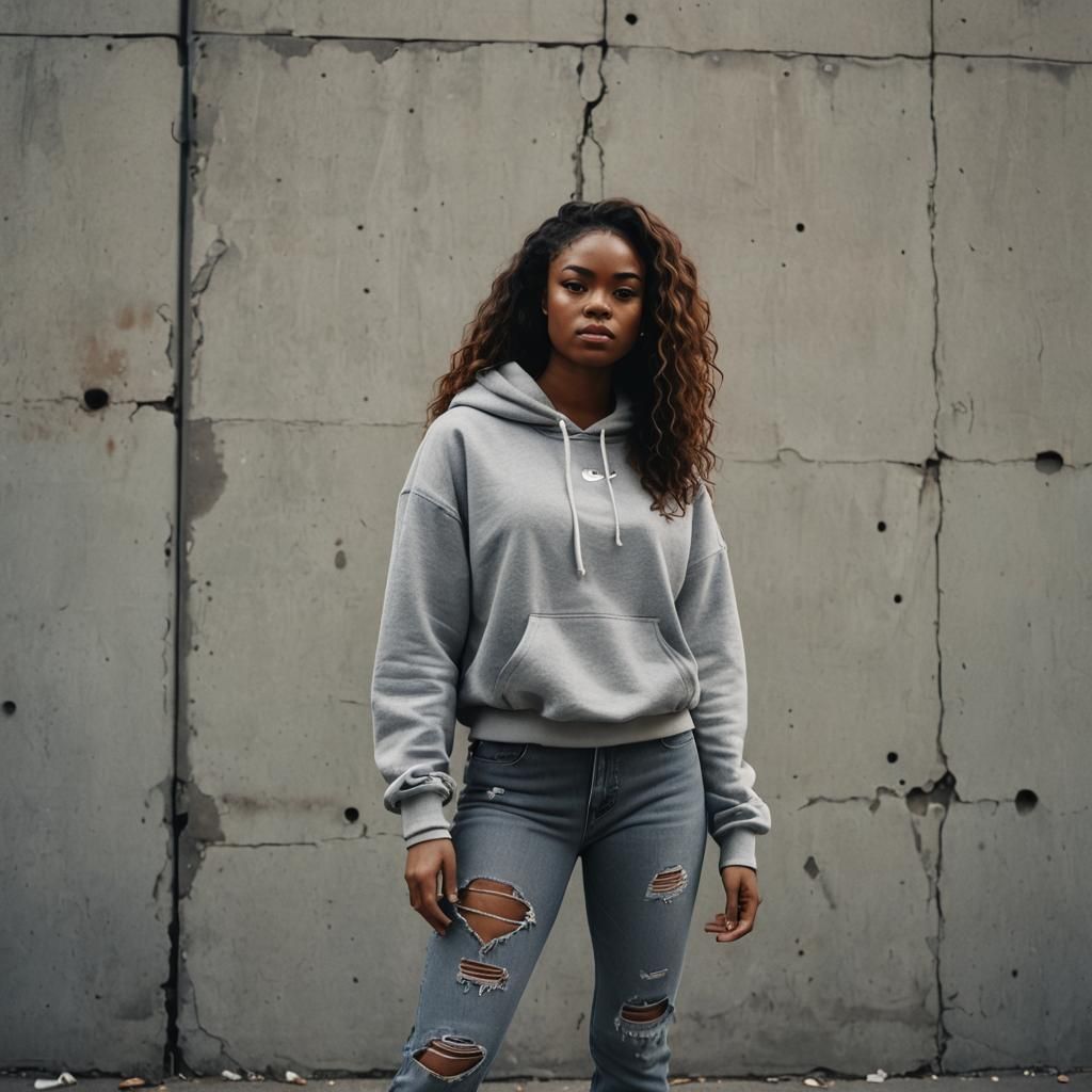 Cinematic Portrait of Black Girl in Hoodie