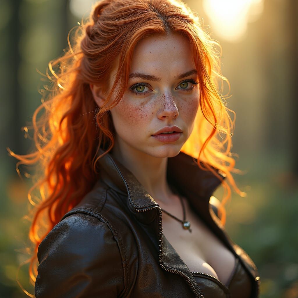 Ginger Fantasy Warrior in High Fantasy Leather Armor