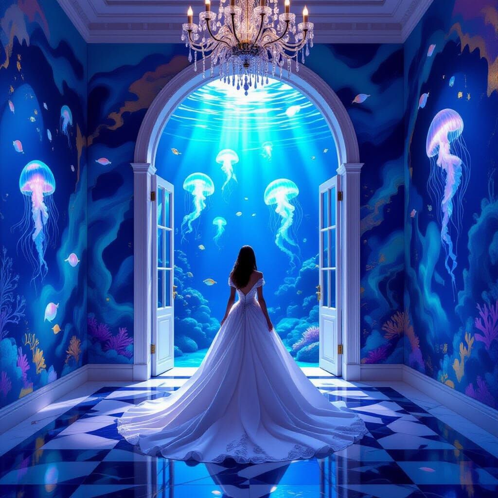 Ocean Room Elegance in Painterly Style