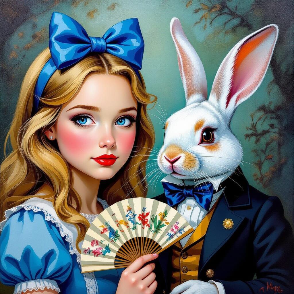 Alice in Wonderland: Surreal Oil Painting by AI