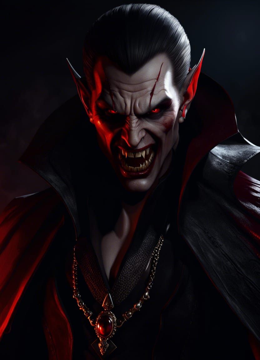 Evil Vampire Portrait in Photorealistic Horror Style