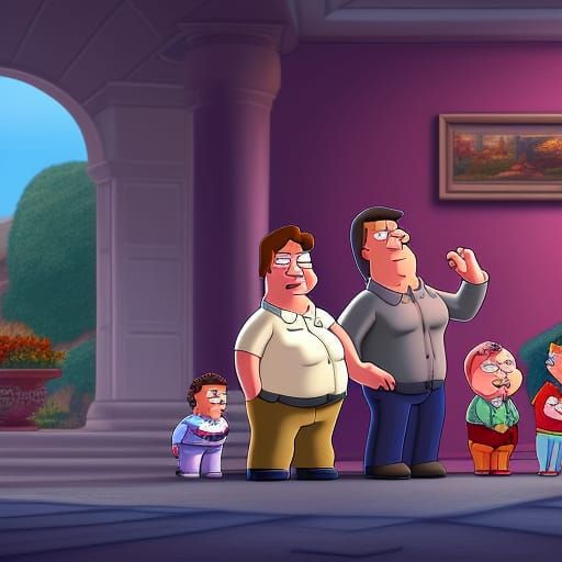 Family Guy Cast in Detailed Matte Painting