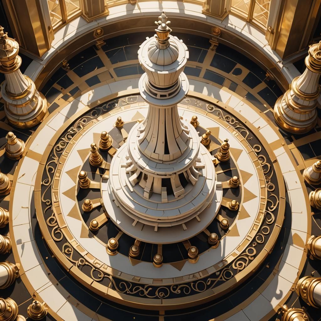 Majestic Chess Pawn Building in Art Deco Style