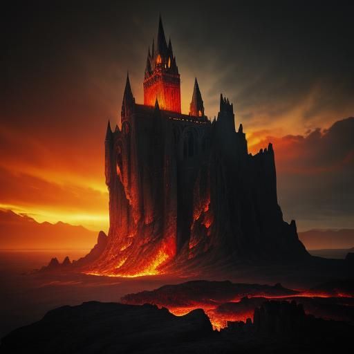 Gothic Phoenix Reborn from Lava Cauldron