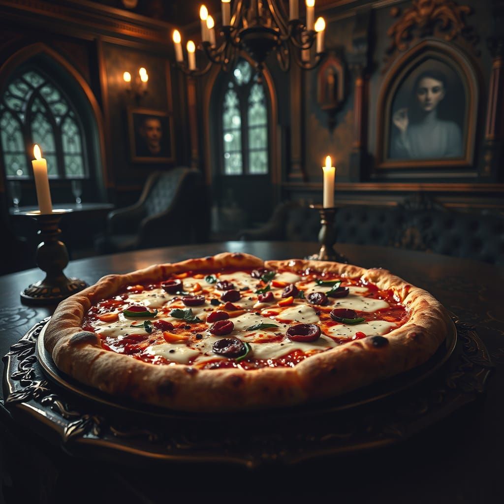 Gothic Pizza in Dark, Mystical Pizzeria