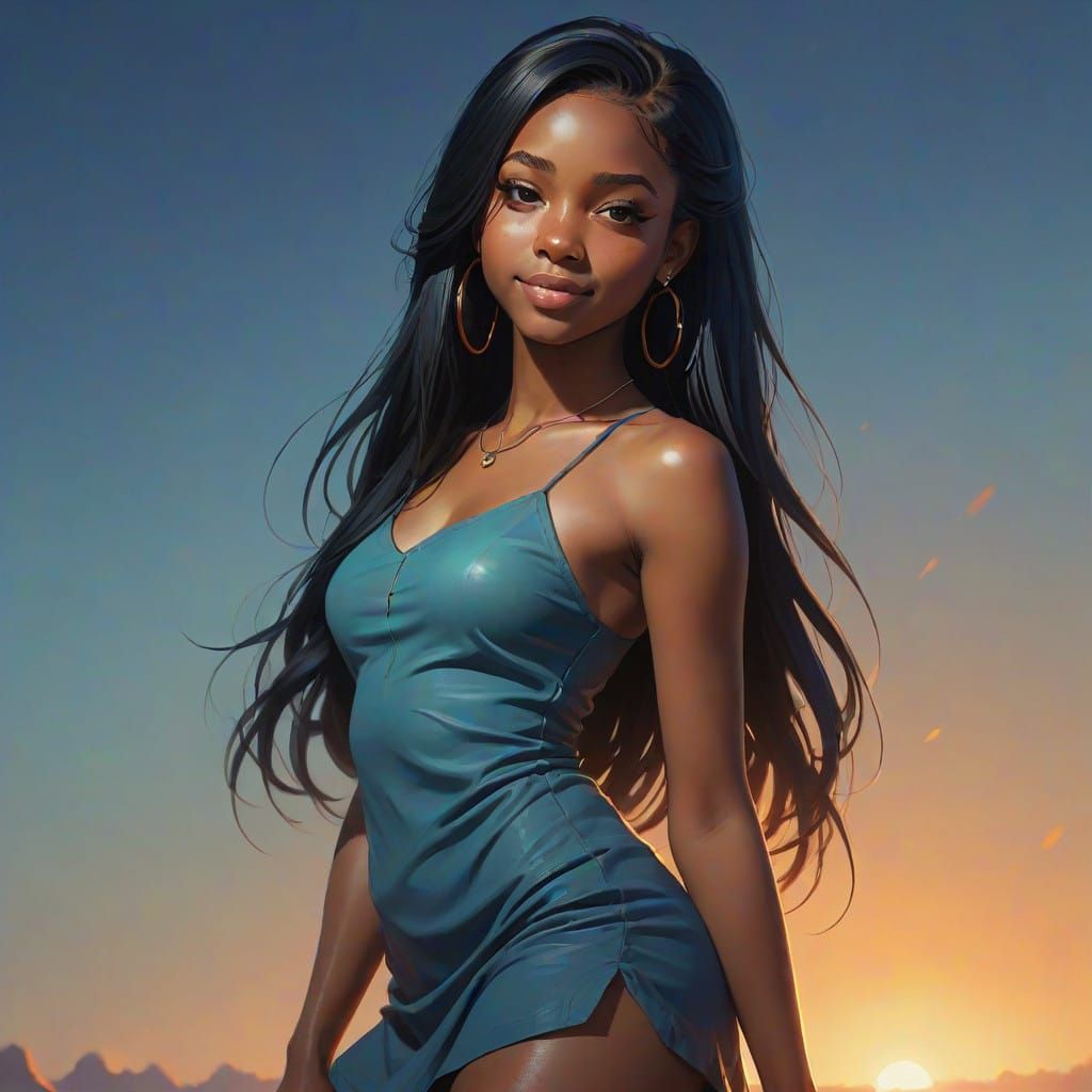 Confident Teenage Girl in Vibrant, Gradient Background