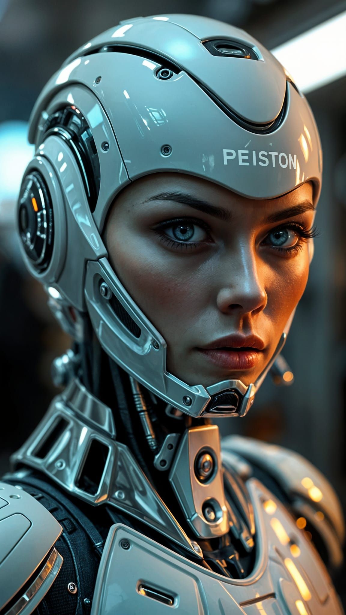 Cyberpunk Futurist Robot with Metallic and Organic Elements