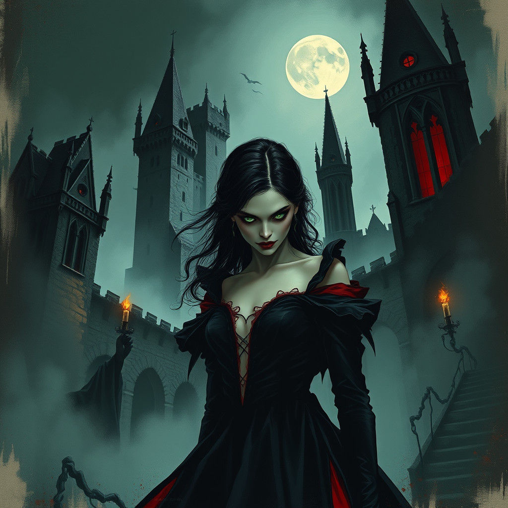 Mysterious Vampire in Haunted Castle, Gothic Style