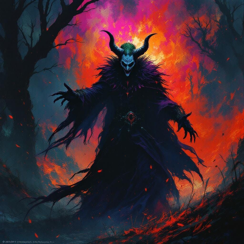 Medieval Joker in Gothic Landscape with Ethereal Colors