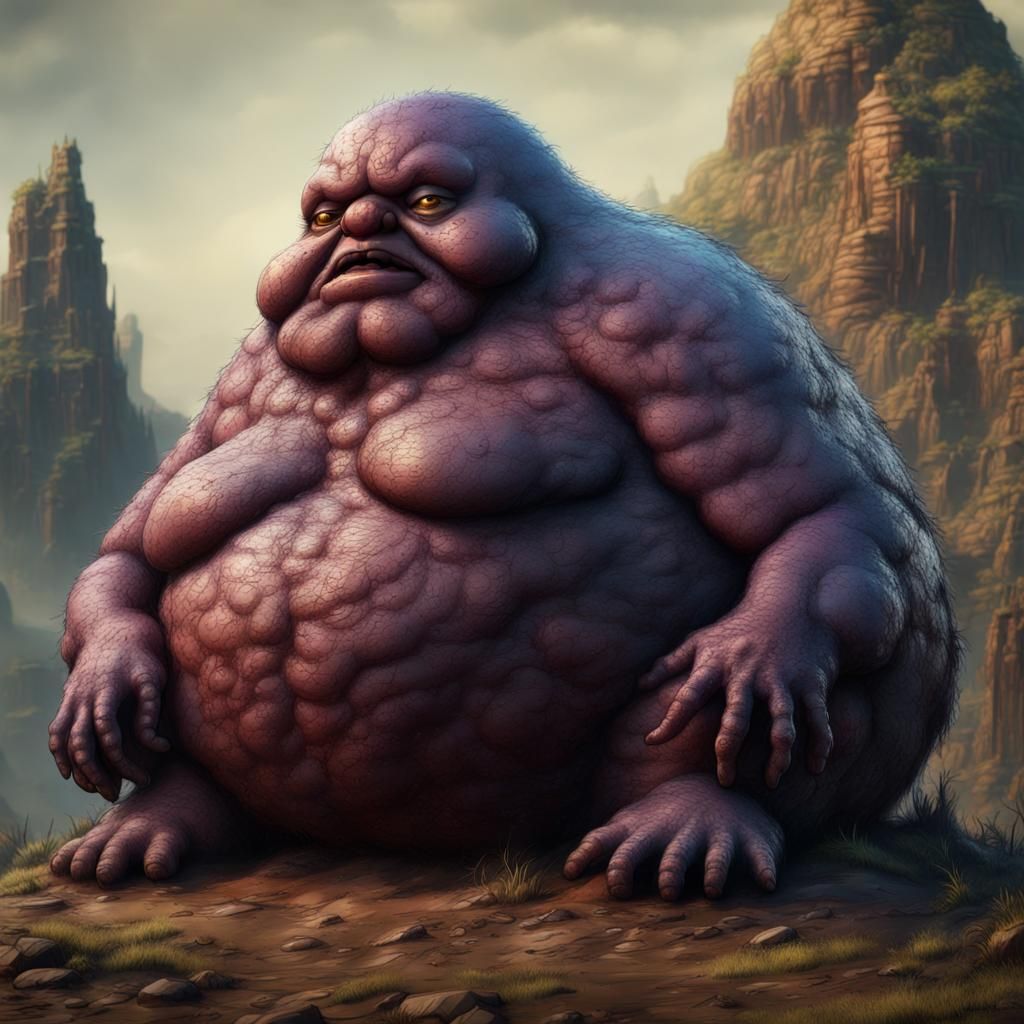 Detailed Fat Blob on Mound: Fantasy Concept Art