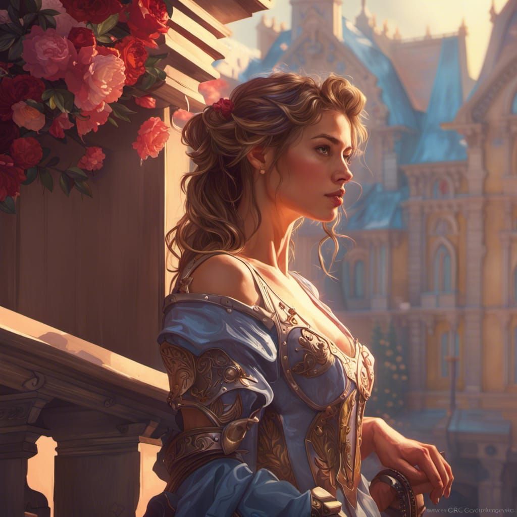 Romantic Knight Lovestruck on Balcony in 8k