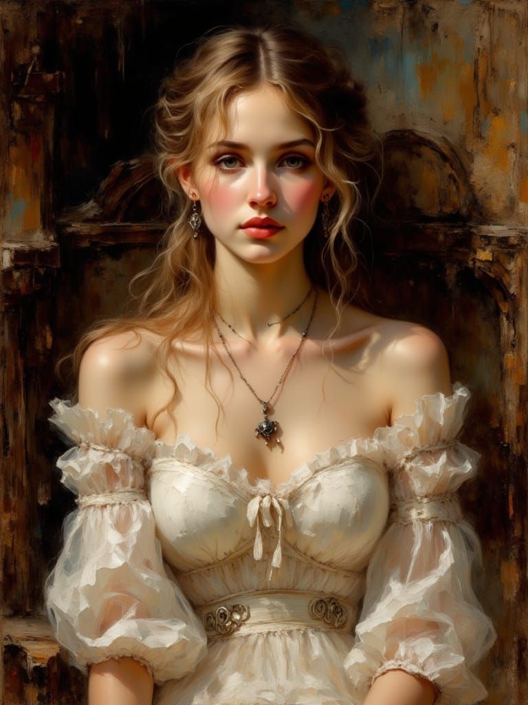 Lace Portrait in Baroque Romanticism Style