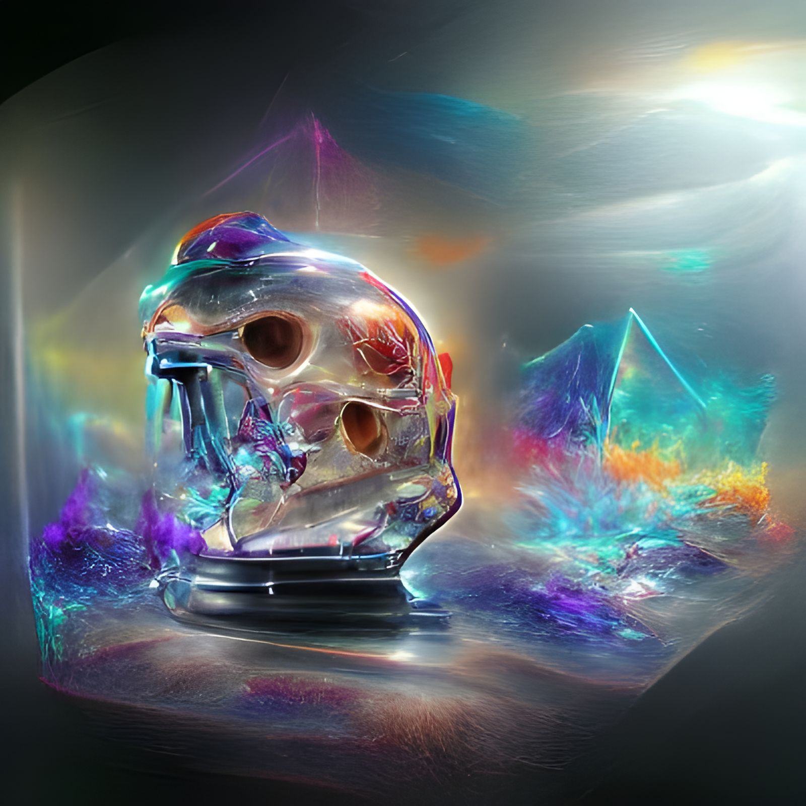 Crystal Skull: Holographic Astral Cosmic Illustration