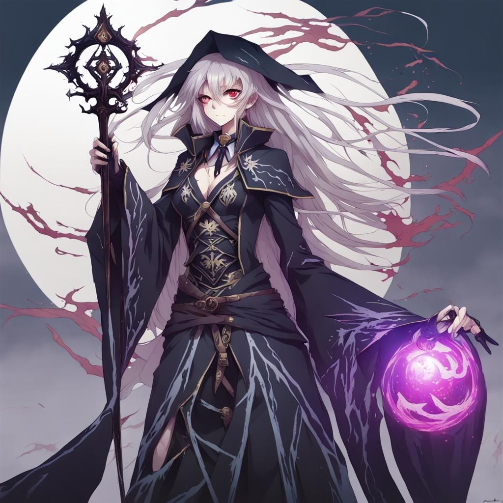 Anime-Style Necromancer Character Art