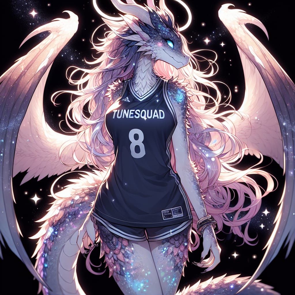 Anime Dragon Girl in Sports Fantasy Style
