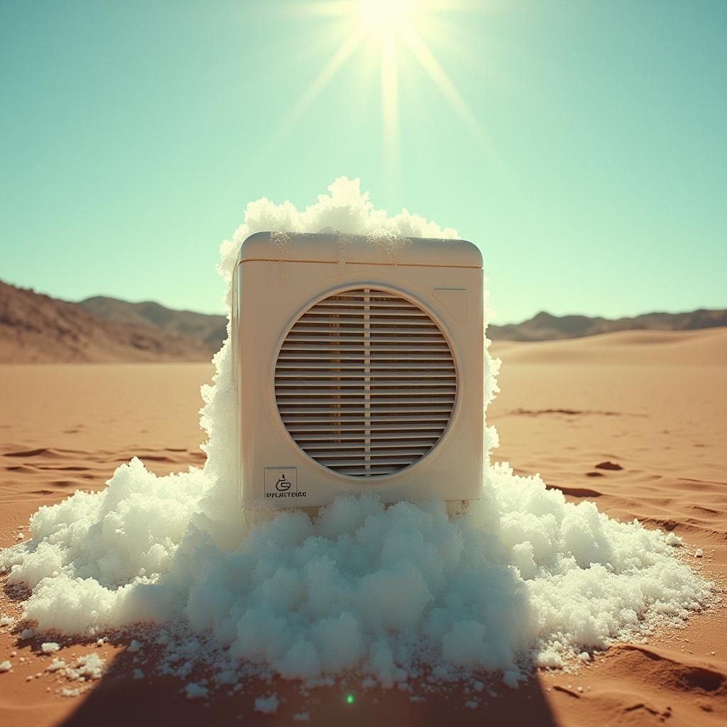 Air Conditioner Oasis in 80s Cinematic Style