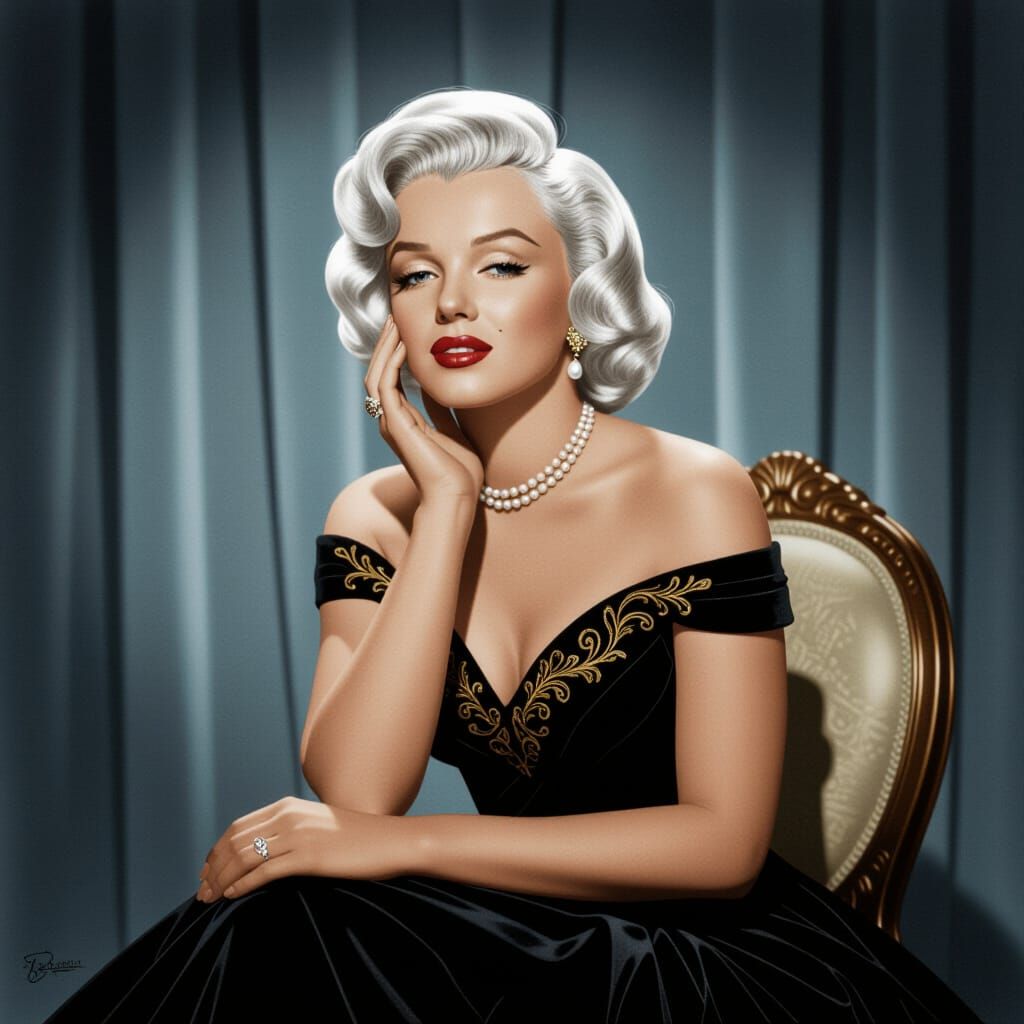 Marilyn Monroe Portrait in 1950s Hollywood Style