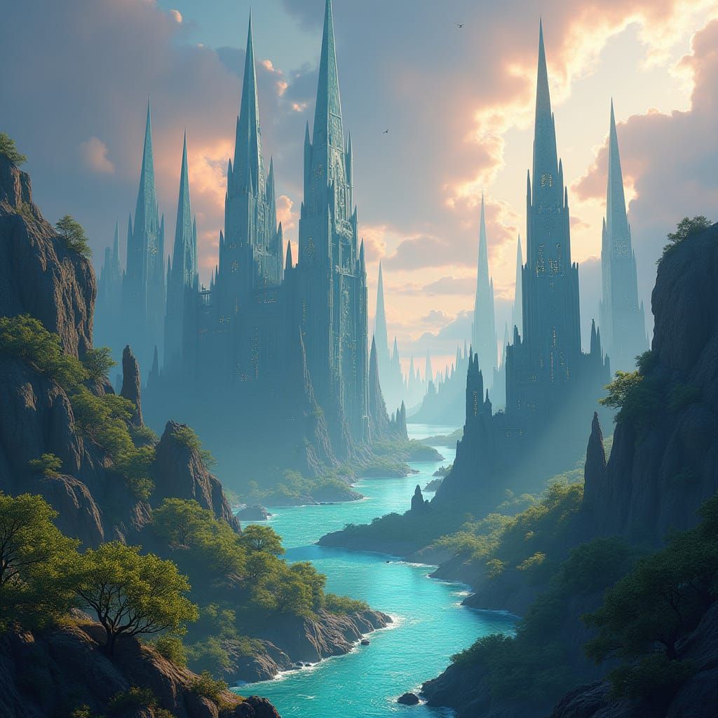 Ethereal Landscape with Crystalline Spires in Unreal Engine ...
