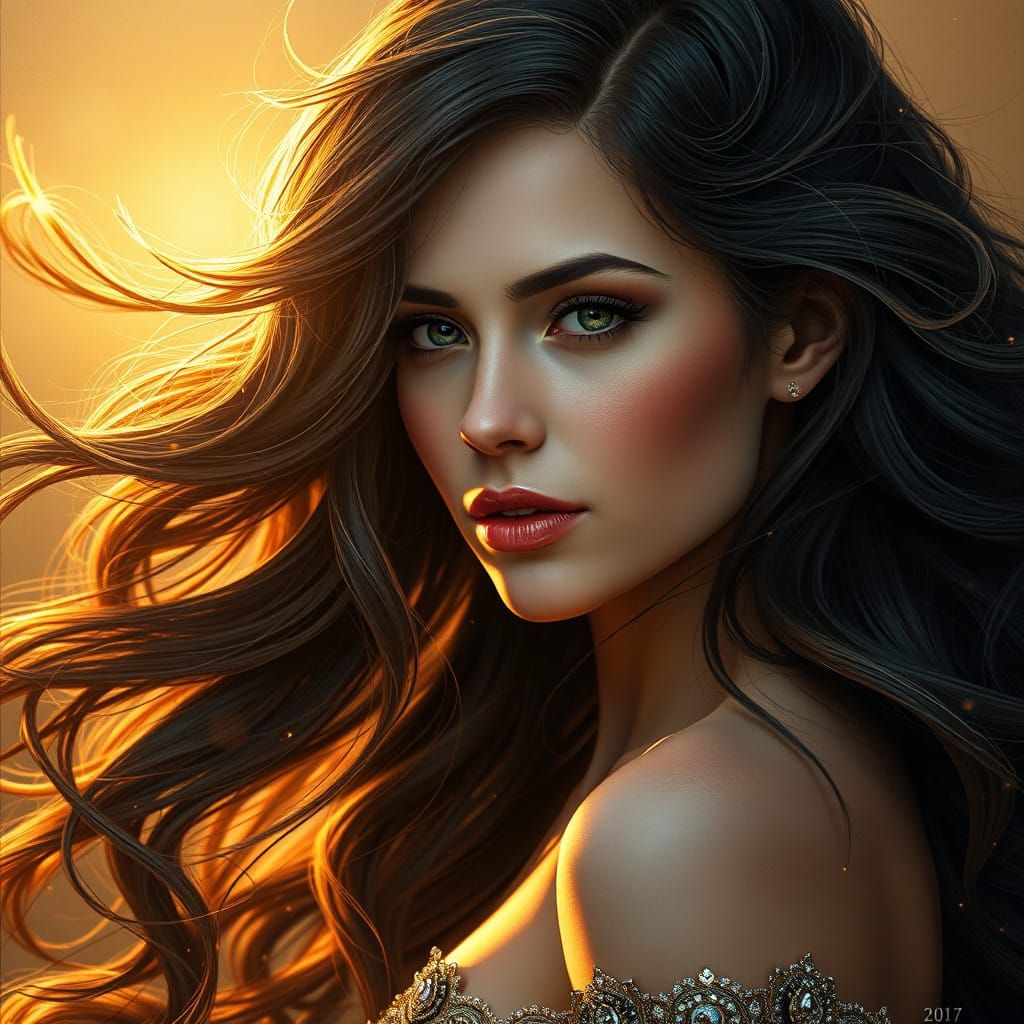 Mysterious Woman Led by Darkened Light