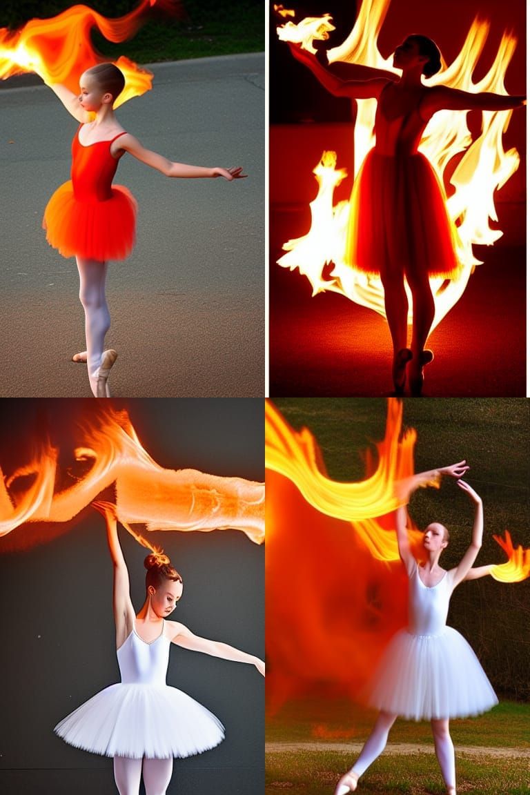 Ballerina in a Dress Made of Fire