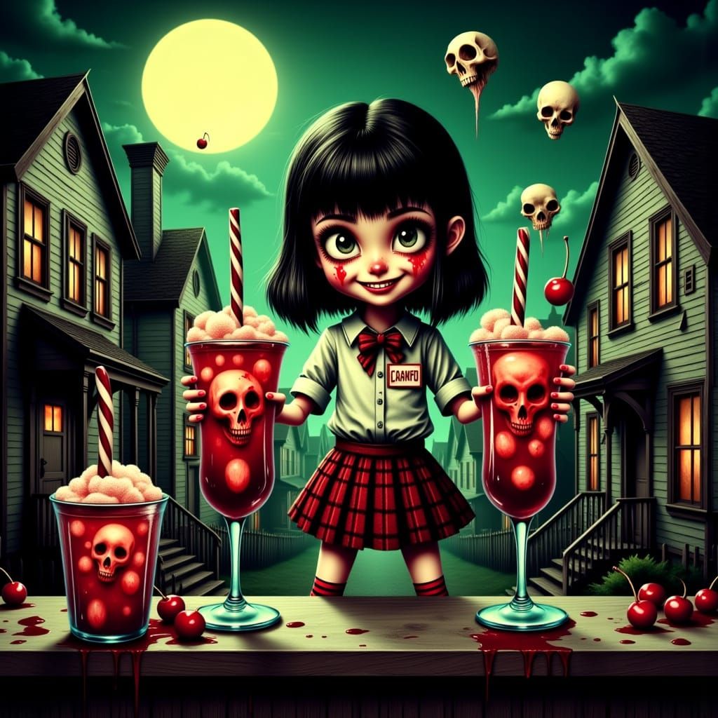 Macabre Soda Shop Scene in R.L. Stine Style