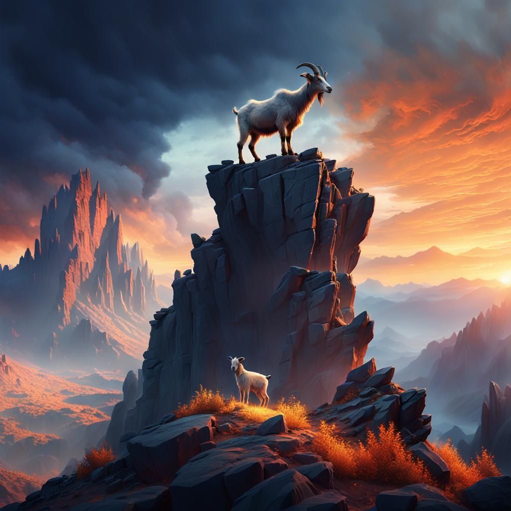 Goat's Despairing Cry at Dusk: Digital Matte Painting