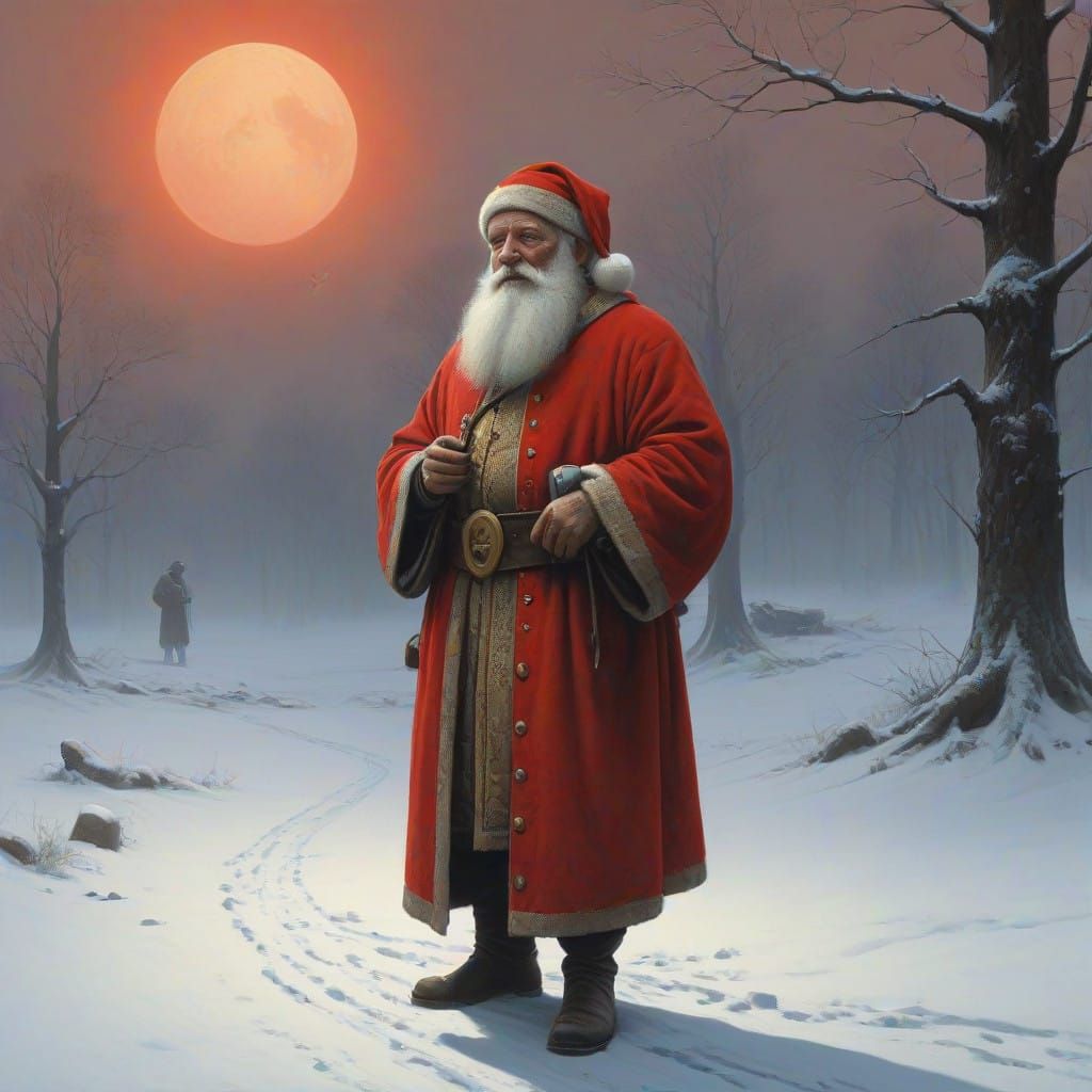 Jovial Santa Claus in Winter Wonderland