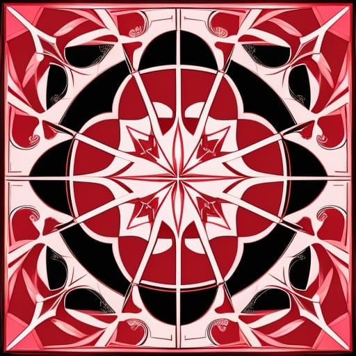 Symmetric Hearts in Geometric Line Art Style