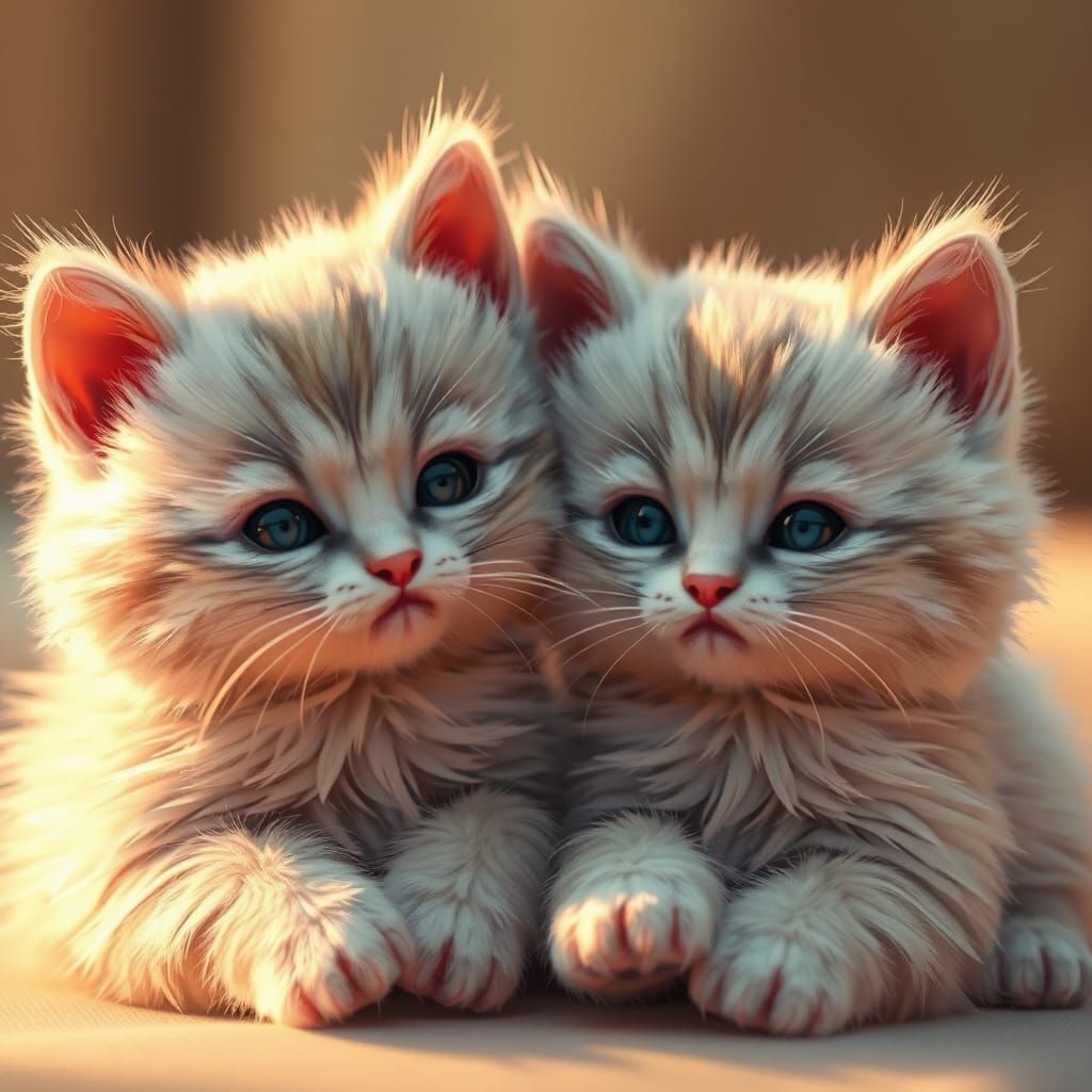 Adorable Angelic Kittens in Realistic 3D Style
