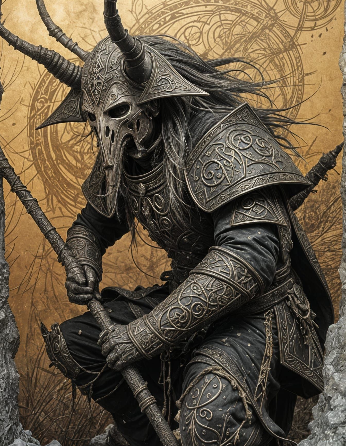 Cyberseidr in Gjallar Form with Zoomorphic Bodyrunes