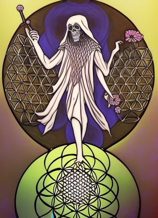Reaper Holding the Flower of Life