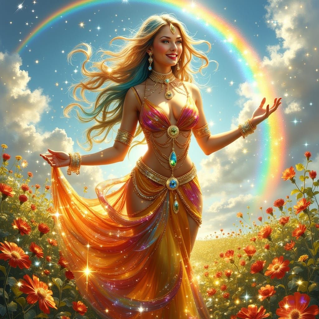 Rainbow Enchantress in Overgrown Flower Field