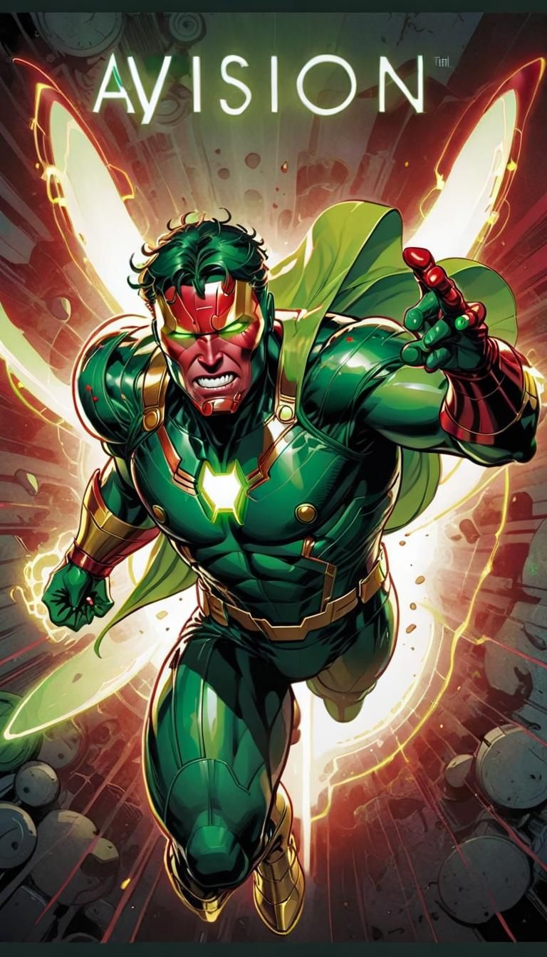 The Avenger's Vision in Comic Book Art Style