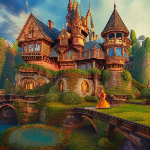 Colorful Cartoon Castle in Detailed Digital Art