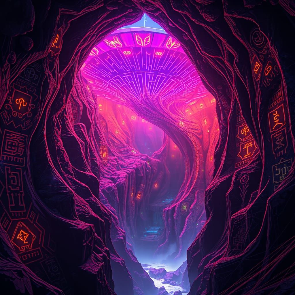 Prismatic Mushroom Gorge of Light and Runes