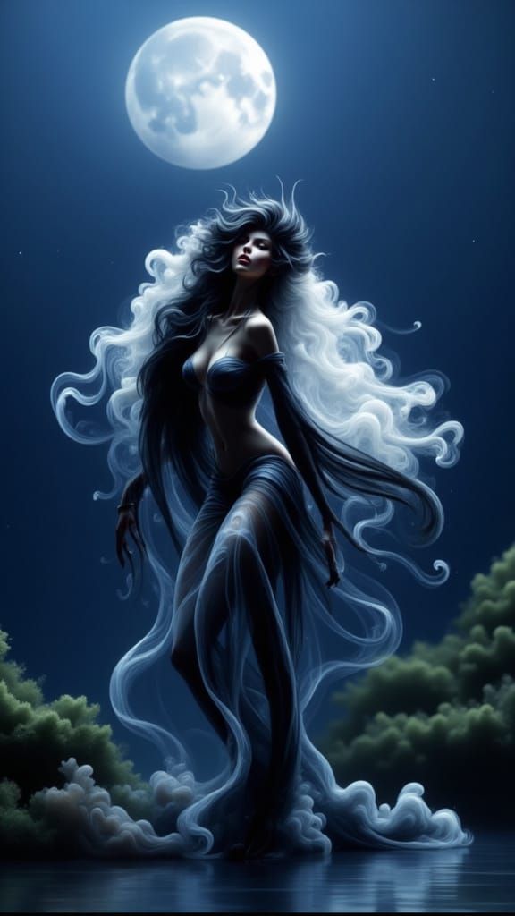 Ethereal Dark Elf Goddess in Anime Style