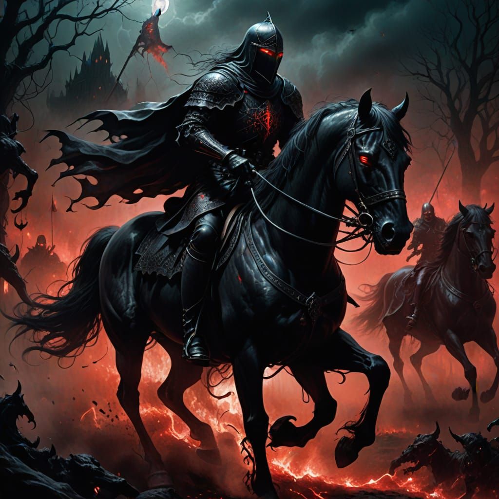 Oathbreaker Knight on Horse in Dark Fantasy Art
