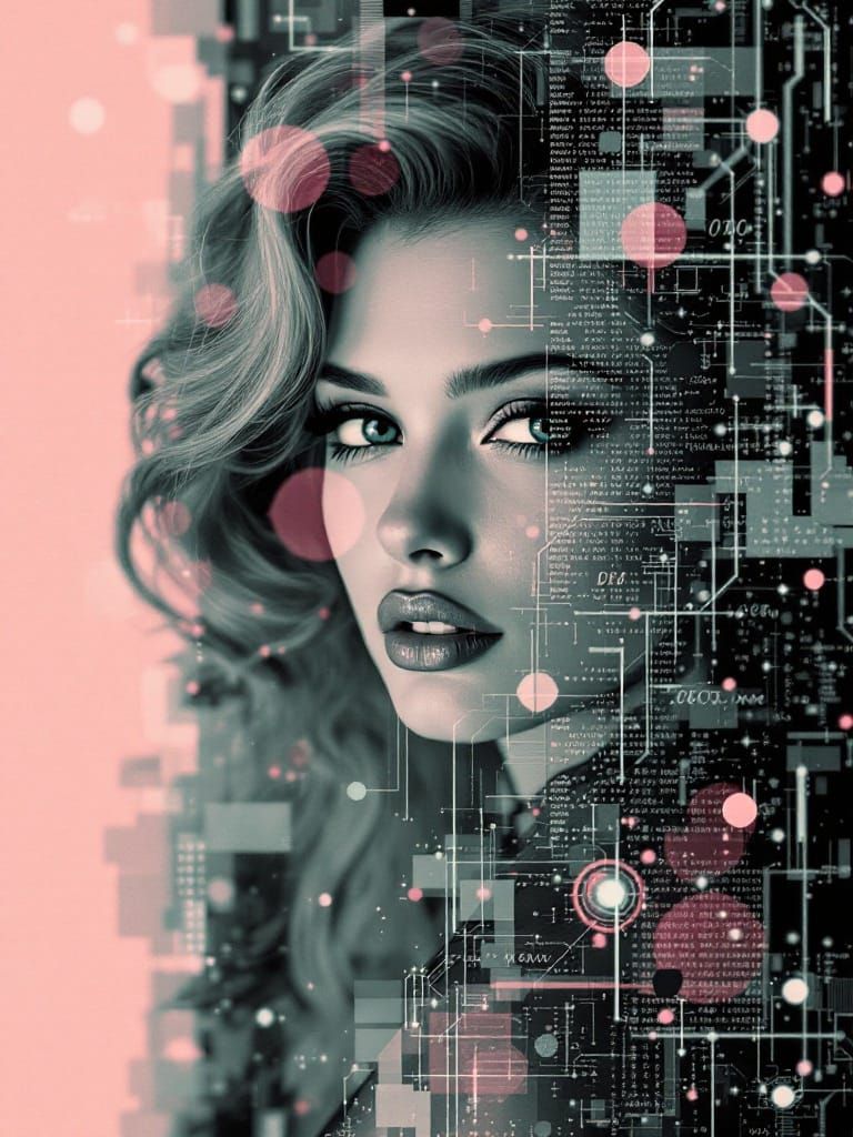 Glitch Art: 1950s Woman in Digital Reality