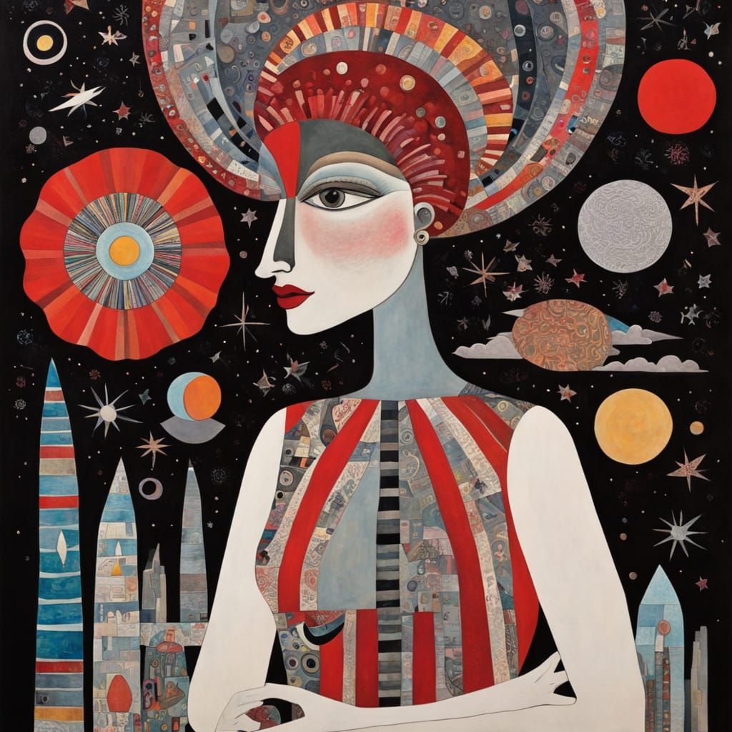 Diva in grey and red stripes