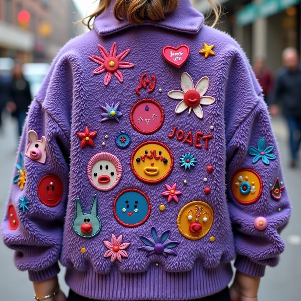 Bizarre Music Festival Fashion in a Quirky Purple Jacket wit...
