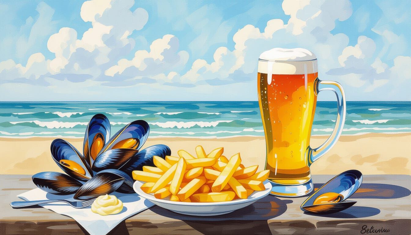 Belgian Delicacies in Gouache Style