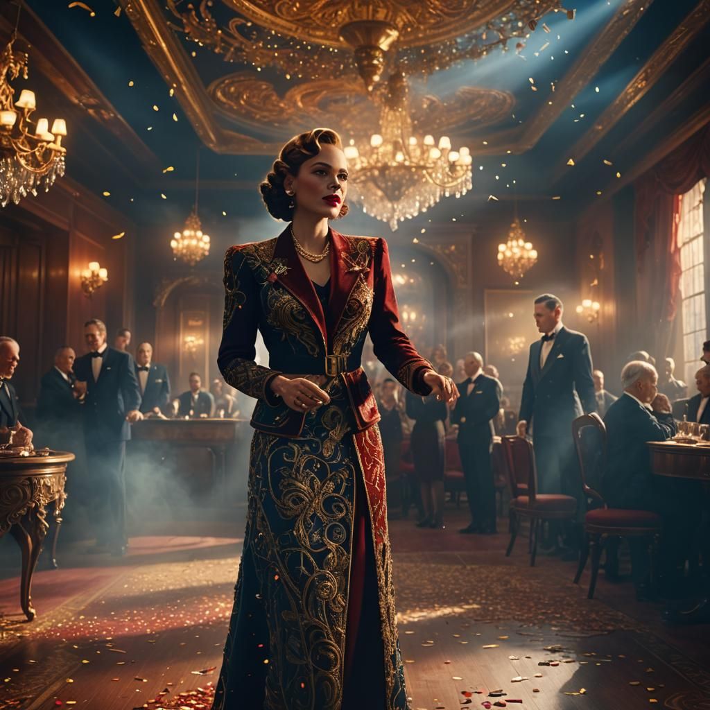 Glamorous 1940s Singer in Art Deco Style