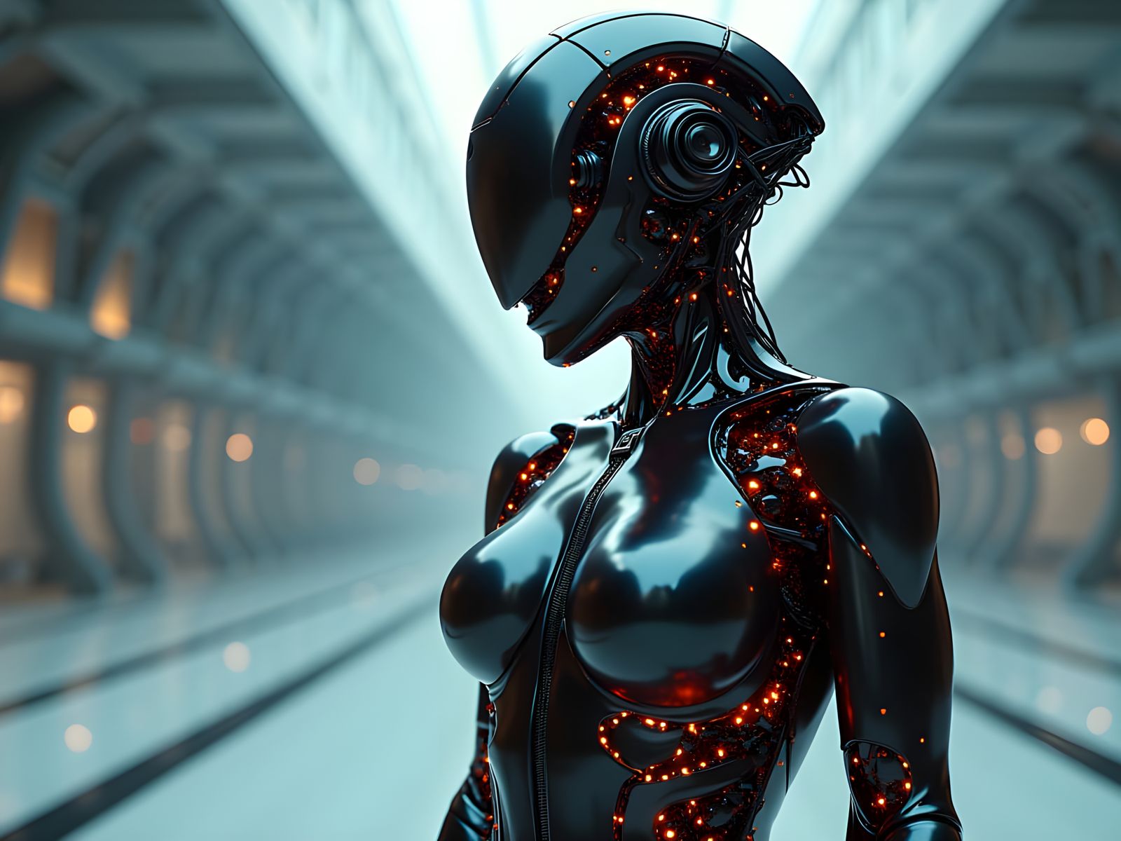 Cybernetic Woman Embodies Biomechanical Aggression