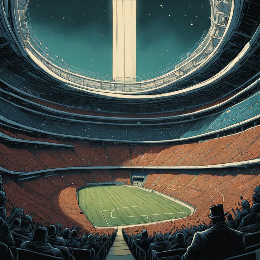 Dynamic Stadium in Comic Book Art Style