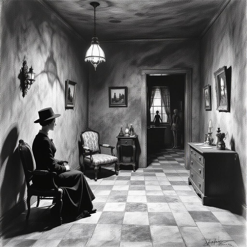 Ghostly Sanatorium Under Hourglass Sign