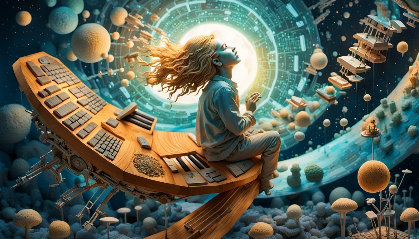 Ethereal Figures Compose Poems in a Galaxy