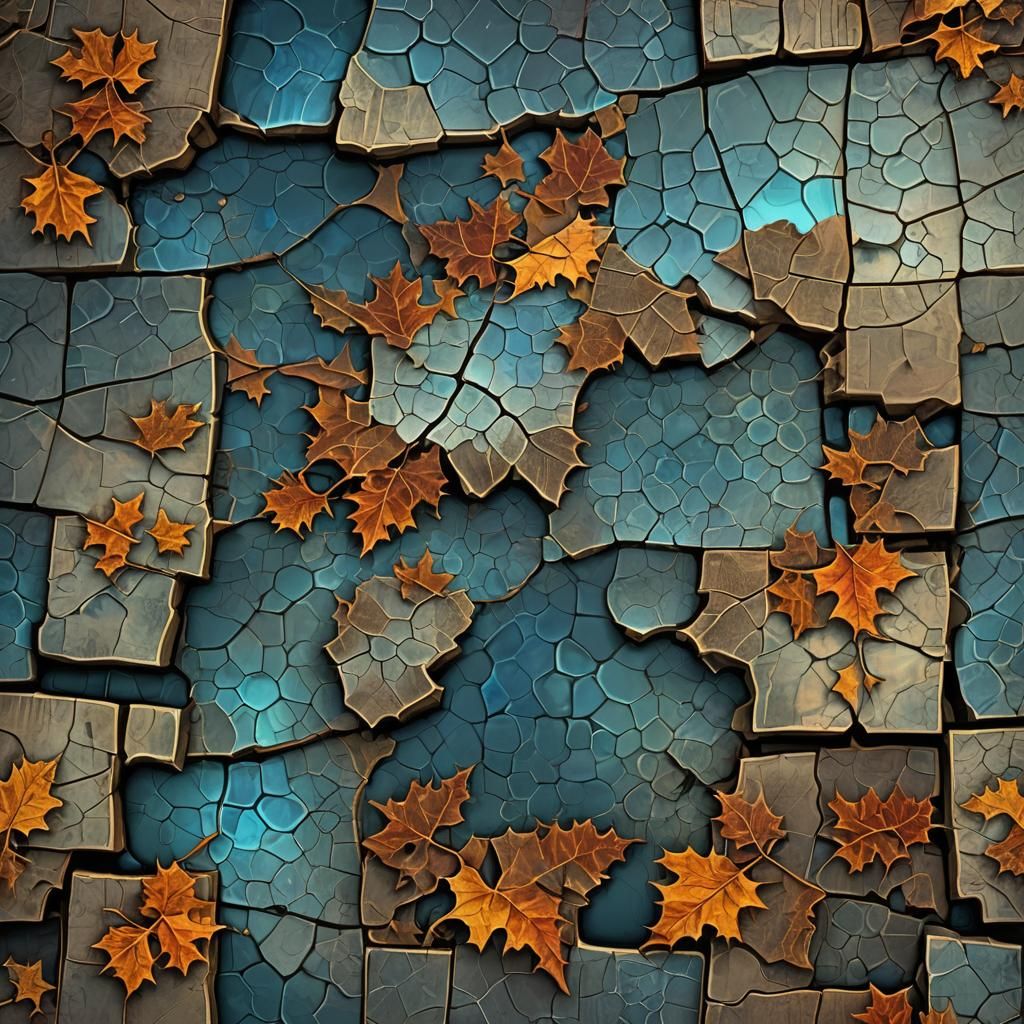 Bioluminescent Fractal Puddle in Autumnal Light