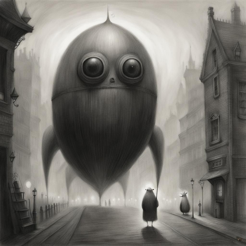 Mysterious Creature Pencil Drawing in Graphic Novel Style