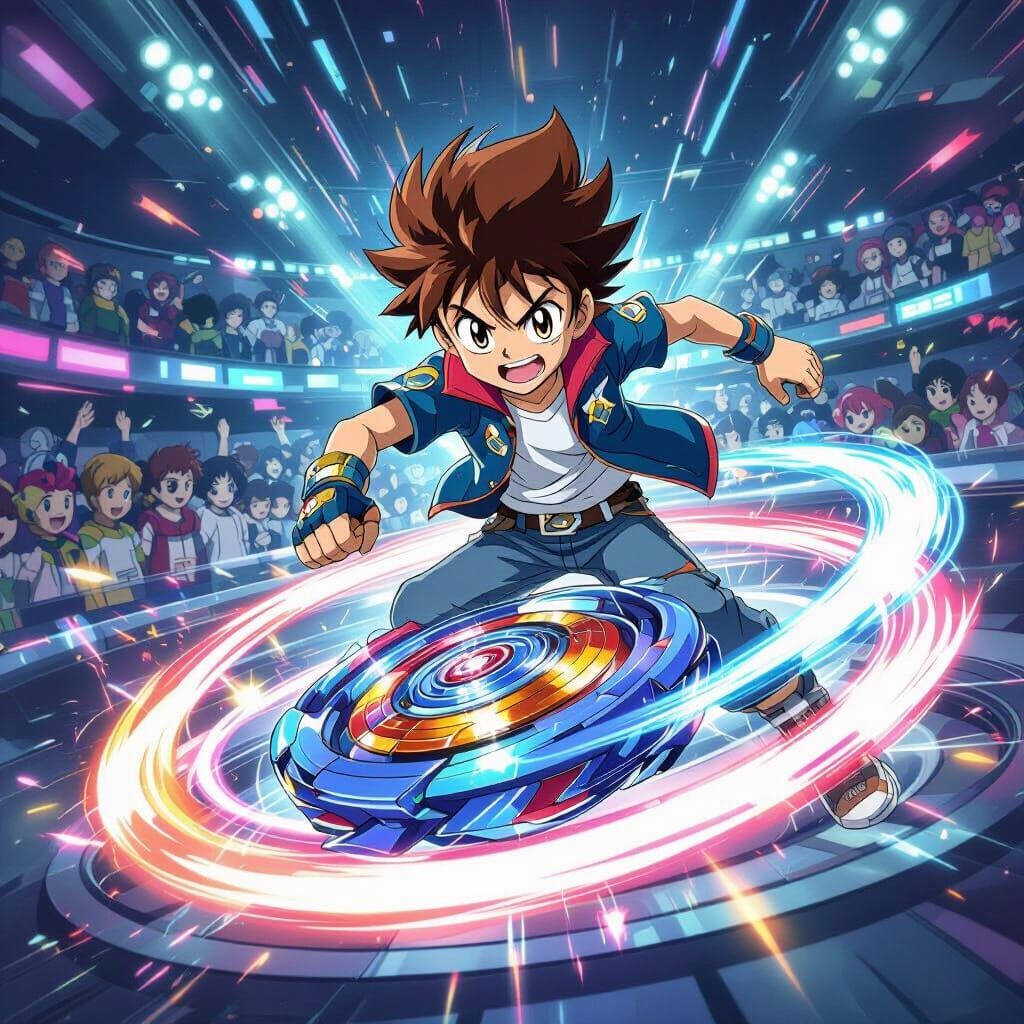 Beyblade Launch in Takashi Murakami-Inspired Style